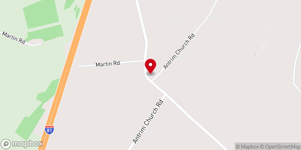 Map showing location of Antrim Mennonite Church