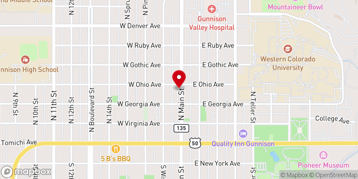 Map showing location of Gunnison Congregational Church