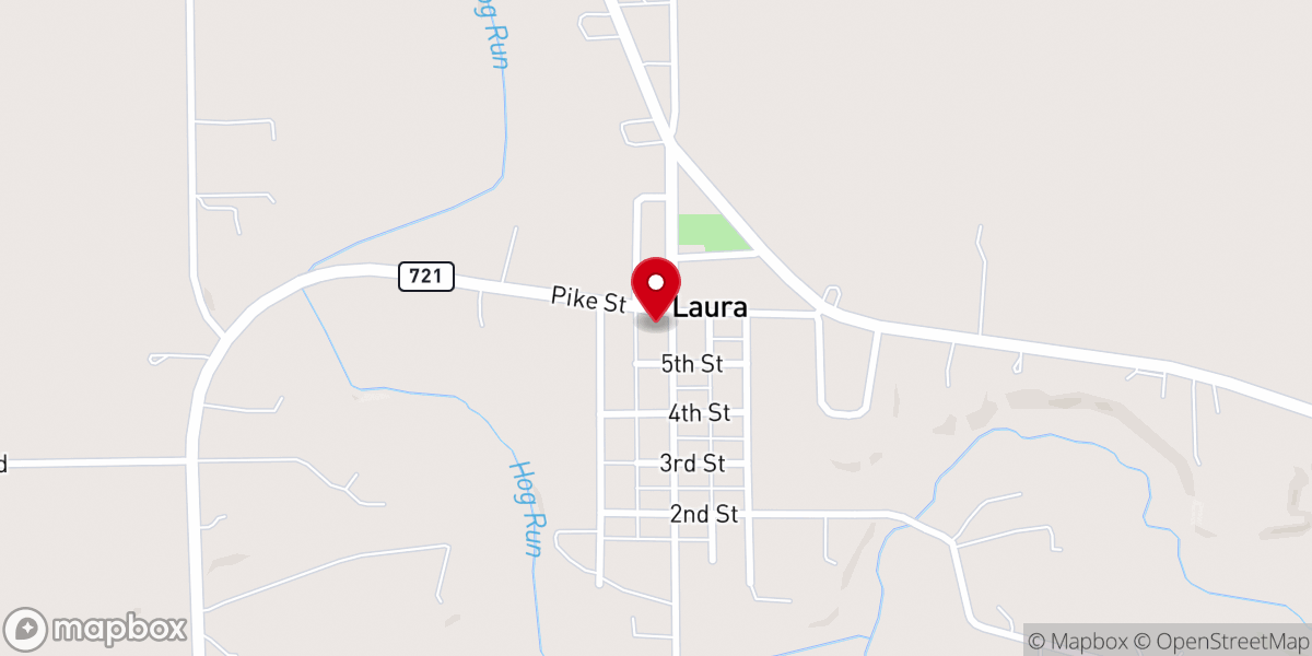 Map showing location of Laura Christian Church