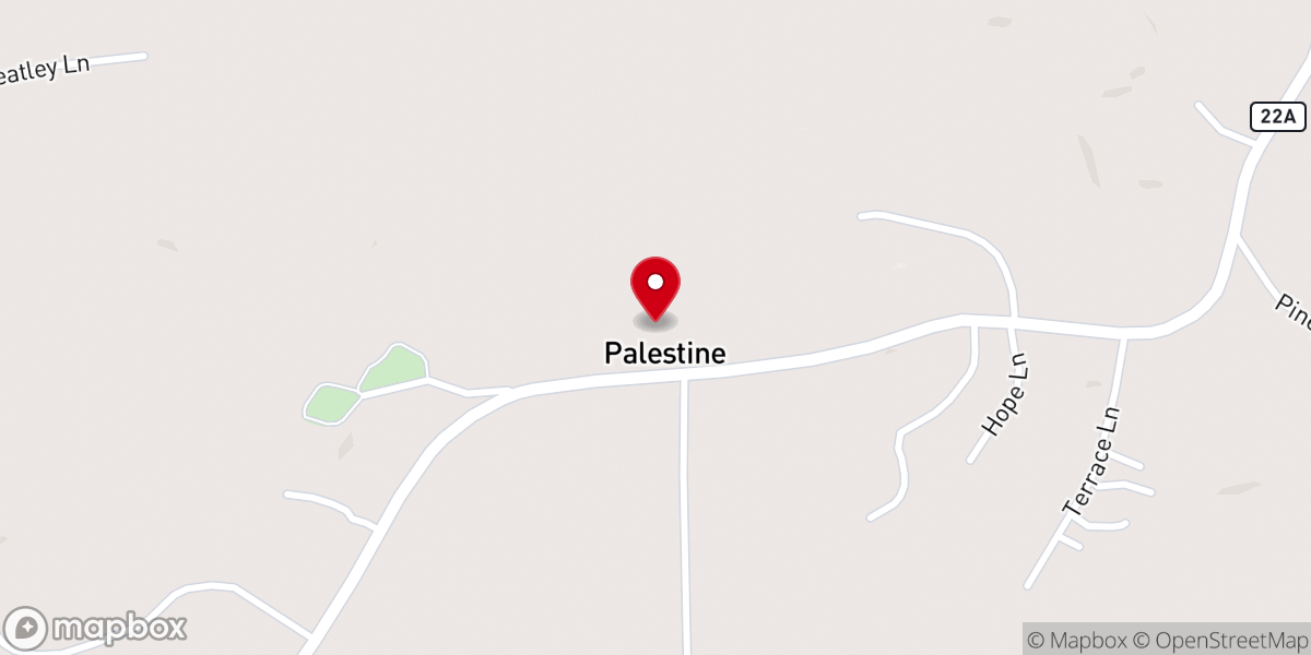 Map showing location of Palestine Cumberland Presbyterian Church