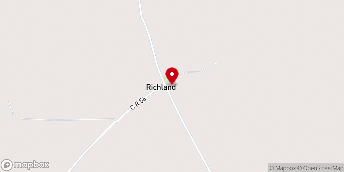Map showing location of Richland Baptist Church