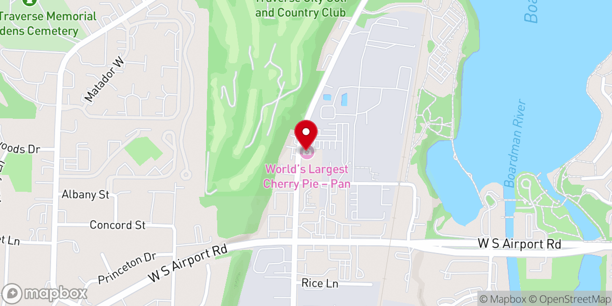 Map showing location of World's Largest Cherry Pie Pan