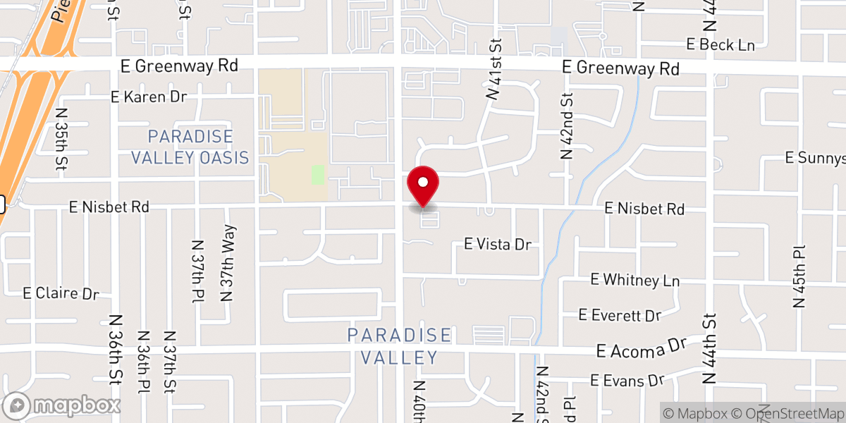 Map showing location of Paradise Valley Evangelical Lutheran Church