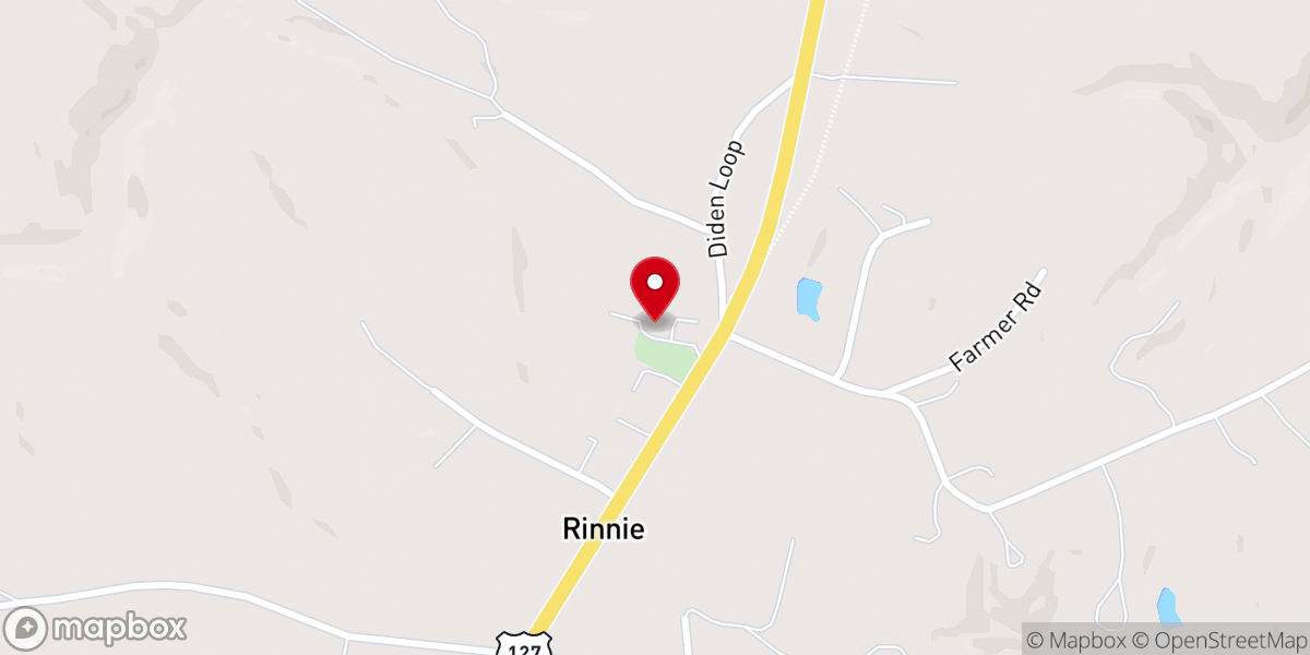 Map showing location of Rinnie Freewill Baptist Church