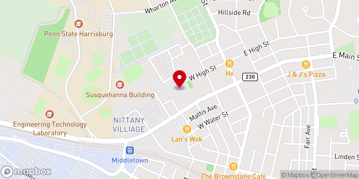 Map showing location of Middletown First Church of God