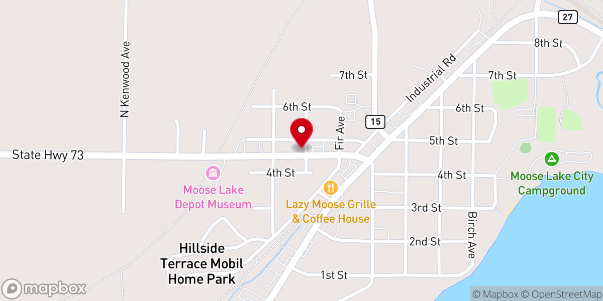 Map showing location of Moose Lake Covenant Church