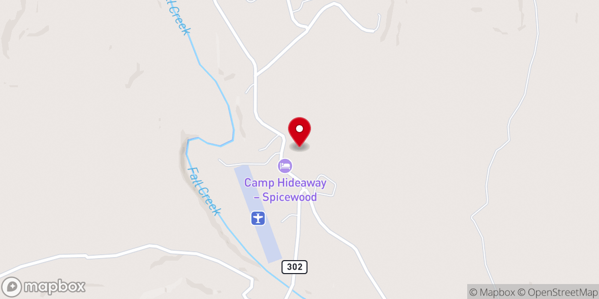 Map showing location of Camp Hideaway - Spicewood