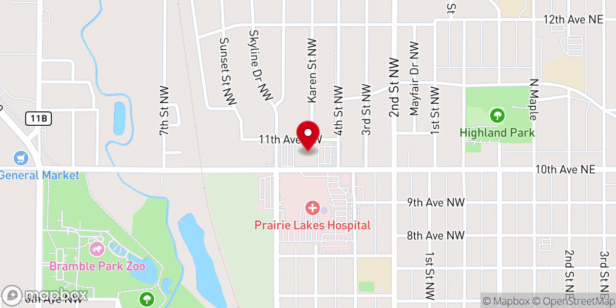 Map showing location of Holy Name Church Parish Center