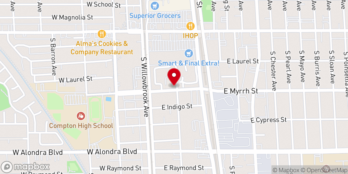 Map showing location of City of Refuge Los Angeles