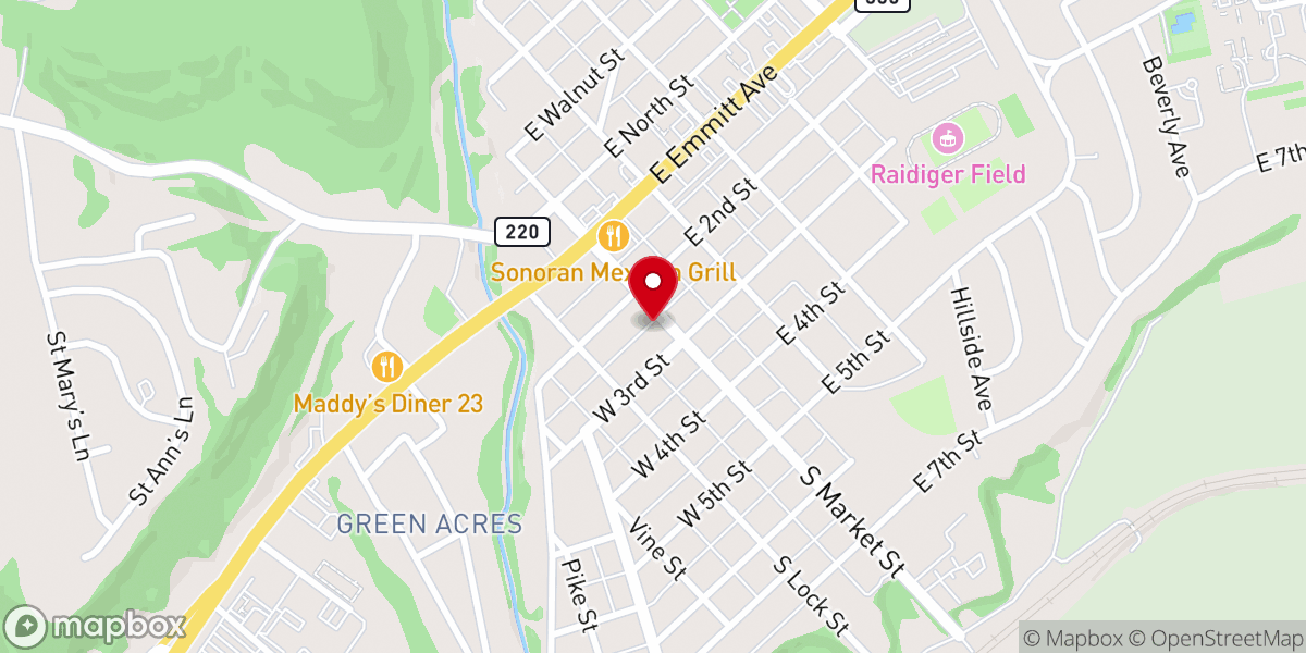 Map showing location of First Evangelical Church