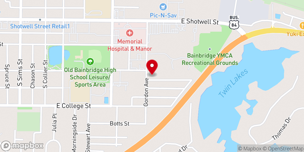 Map showing location of Evangel Temple Assembly of God