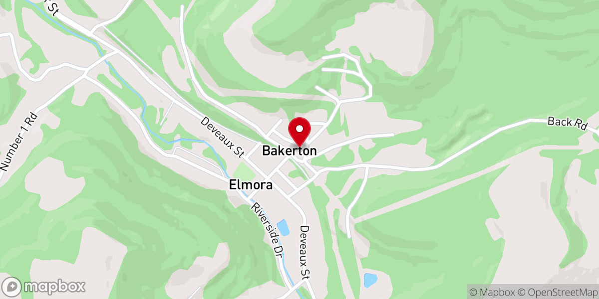 Map showing location of Bakerton United Methodist Church