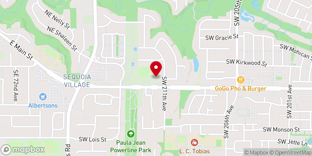 Map showing location of Tualatin Valley Community Church