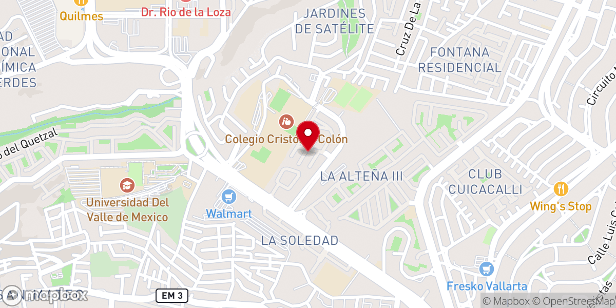 Map showing location of Iglesia Bautista Loma de Cristo