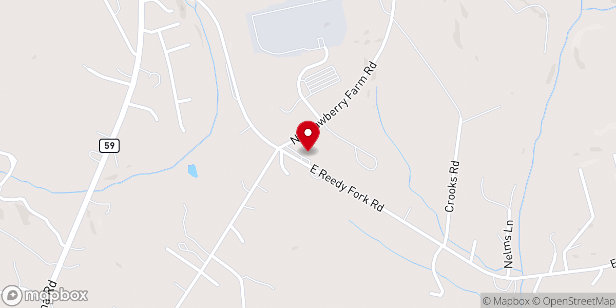 Map showing location of Reedy Fork Baptist Church