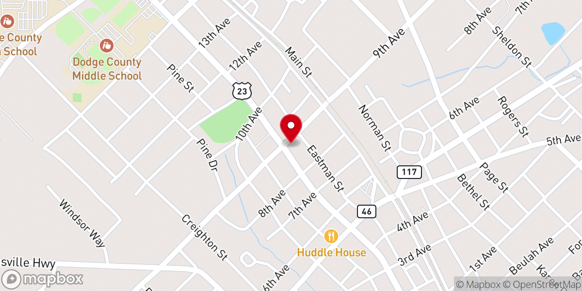 Map showing location of First Presbyterian Church