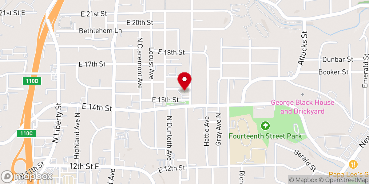 Map showing location of New Light Baptist Church