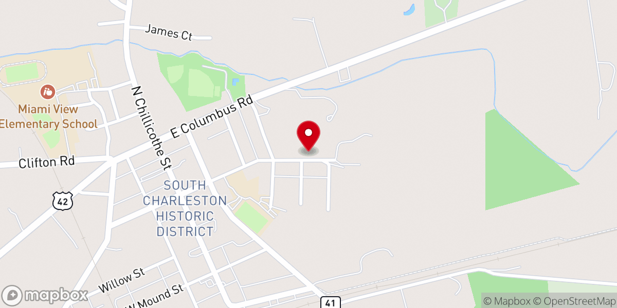 Map showing location of South Charleston Christian Center