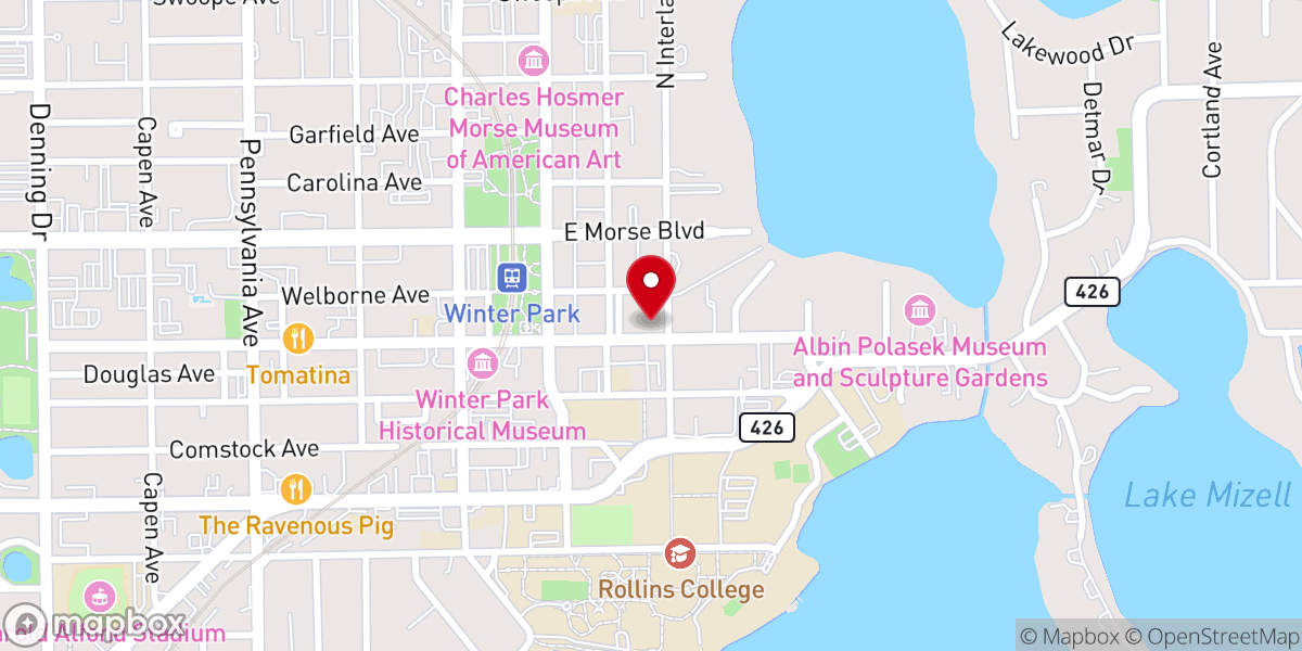 Map showing location of First Congregational Church of Winter Park