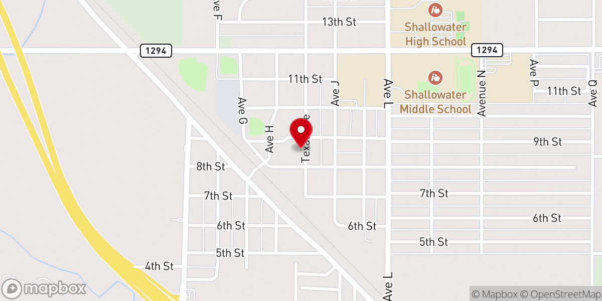 Map showing location of Shallowater Methodist Church