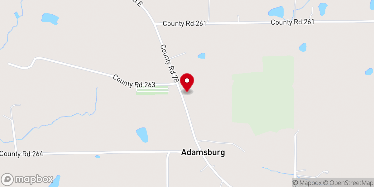 Map showing location of Adamsburg Church
