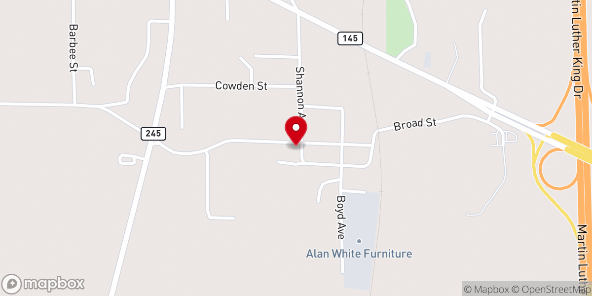 Map showing location of Shannon United Methodist Church