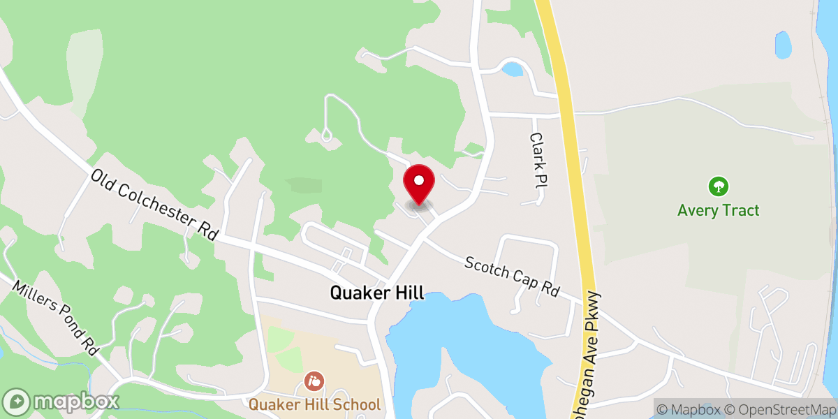 Map showing location of Quaker Hill Baptist Church