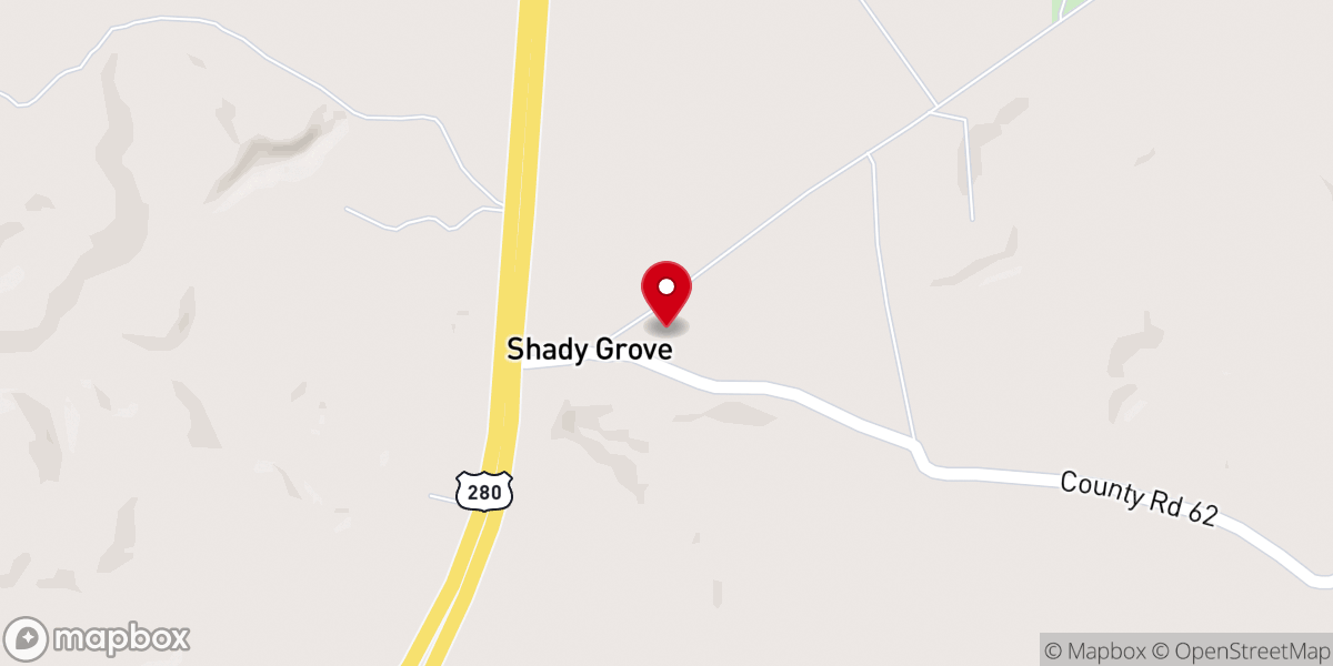 Map showing location of Shady Grove Church