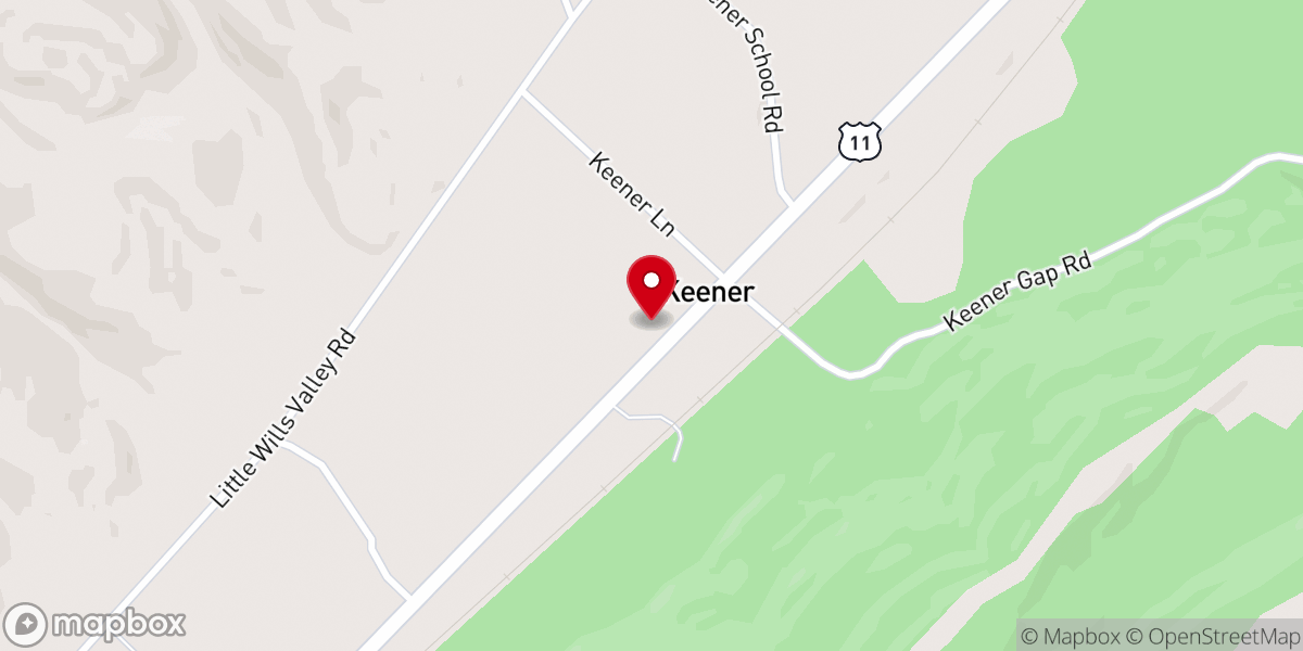 Map showing location of Keener Baptist Church