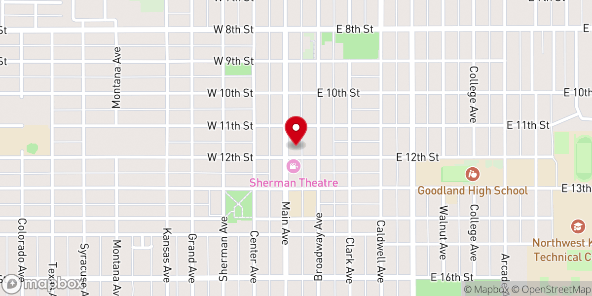 Map showing location of First Baptist Church of Goodland