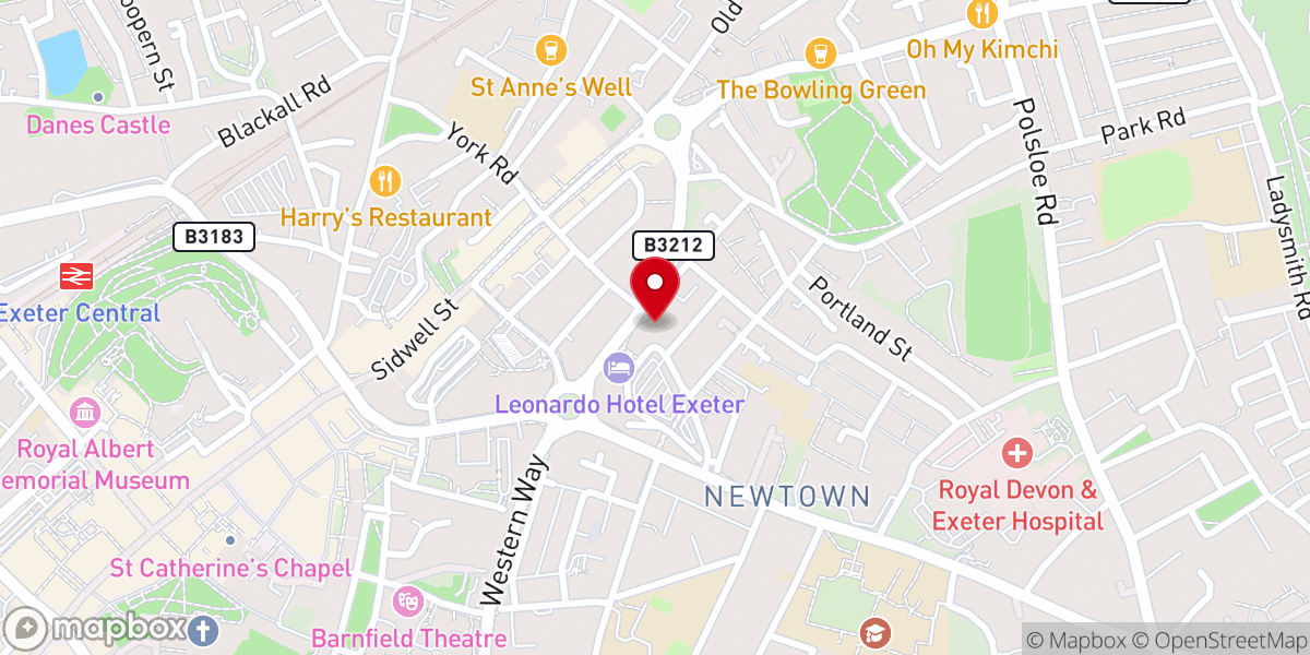 Map showing location of Belmont Exeter