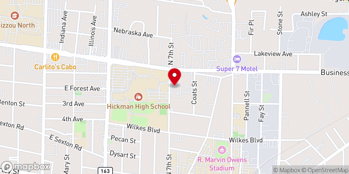 Map showing location of Columbia First Assembly of God