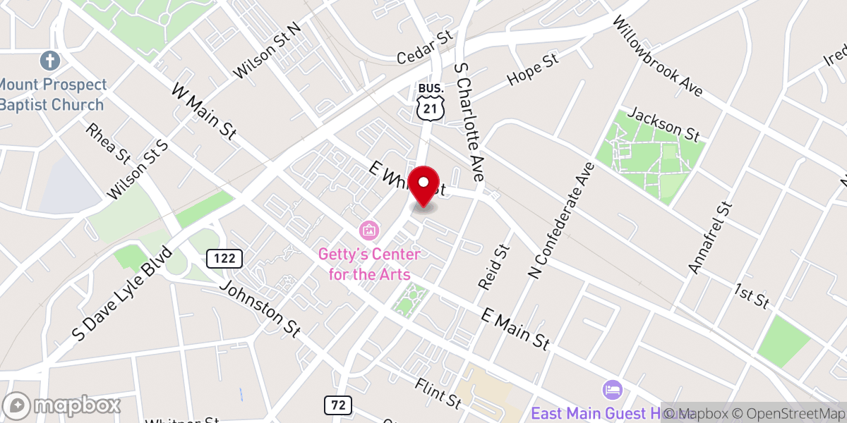 Map showing location of St. John's United Methodist Church