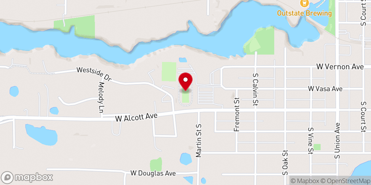 Map showing location of Hillcrest Lutheran Academy Football Field