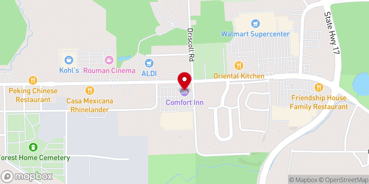Map showing location of Comfort Inn Rhinelander