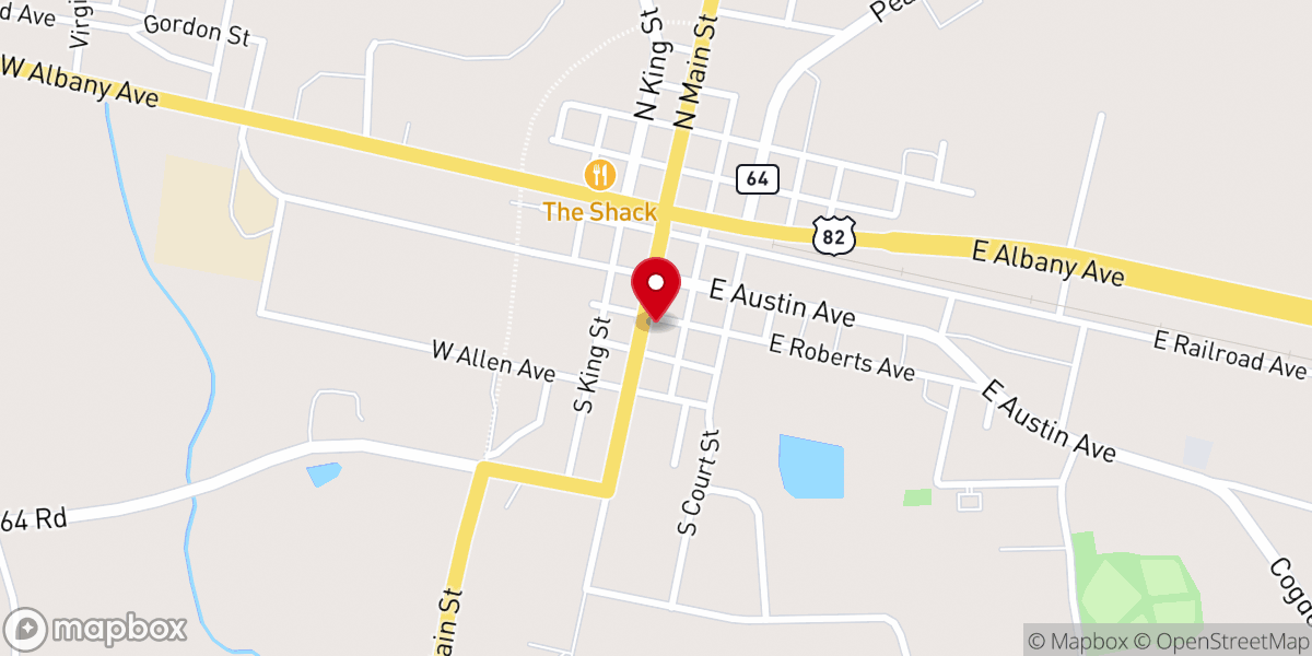 Map showing location of Austin Avenue Bakery