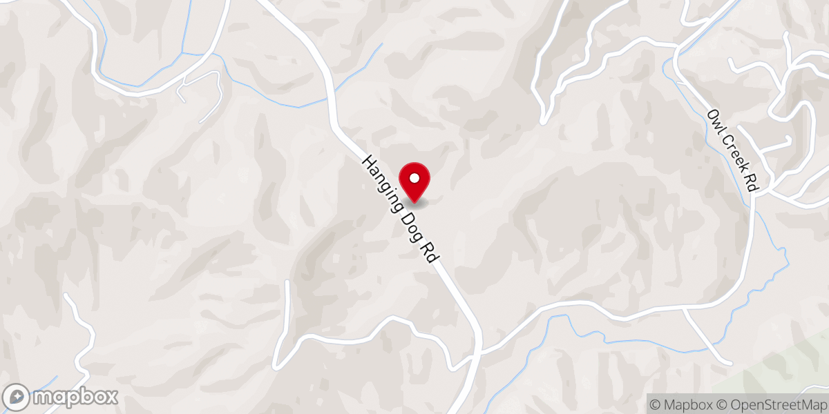 Map showing location of Hanging Dog Baptist Church