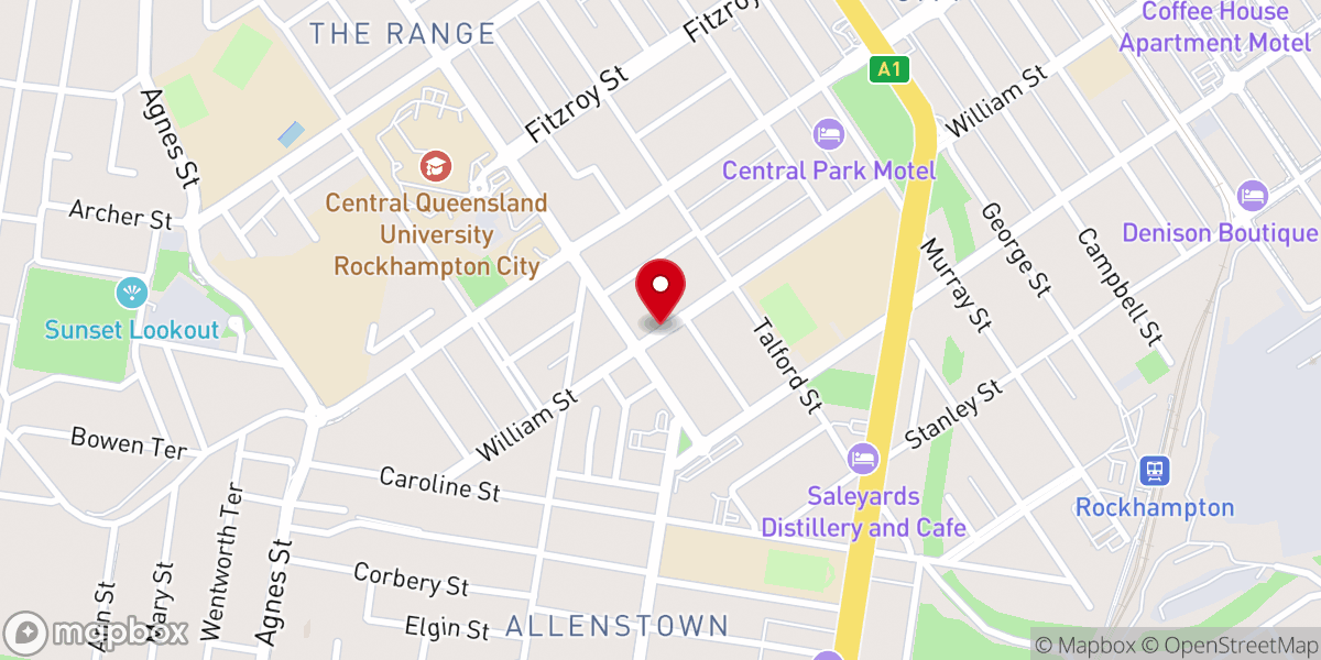 Map showing location of The Cathedral College, Rockhampton