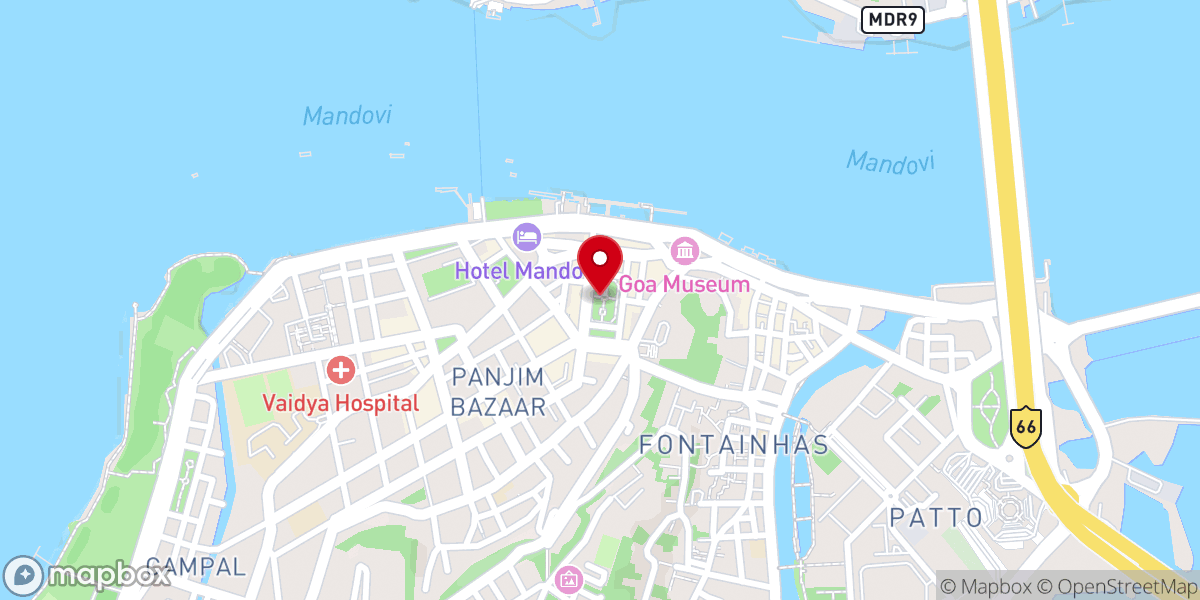 Map showing location of Panjim Municipal Garden