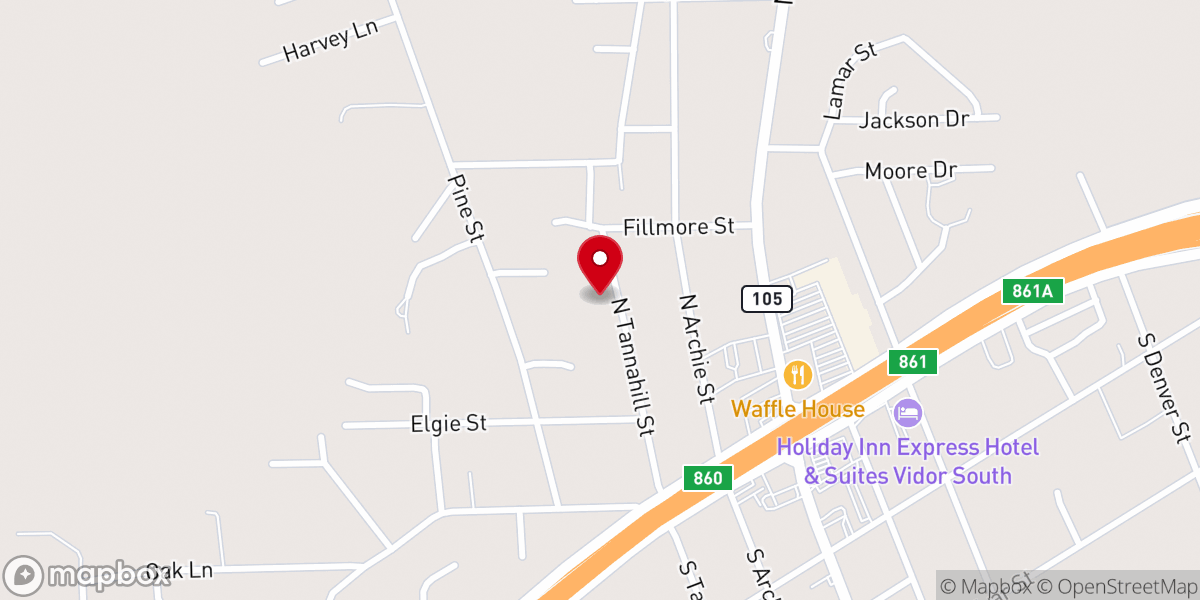 Map showing location of First Christian Church-Vidor