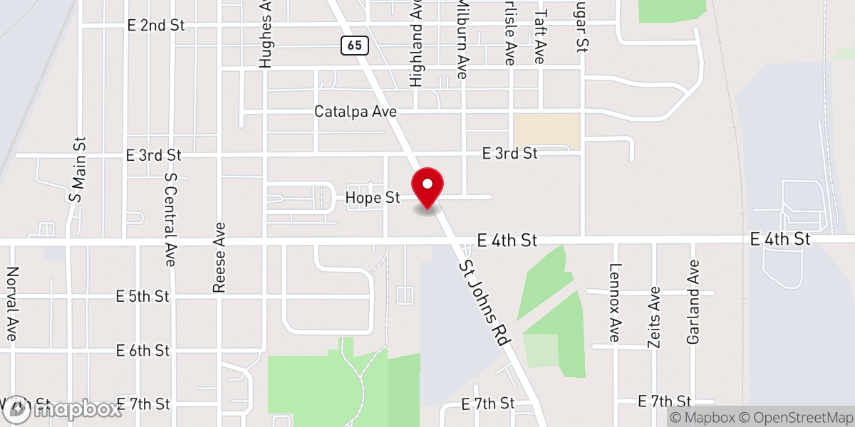 Map showing location of Mt Olive Missionary Baptist