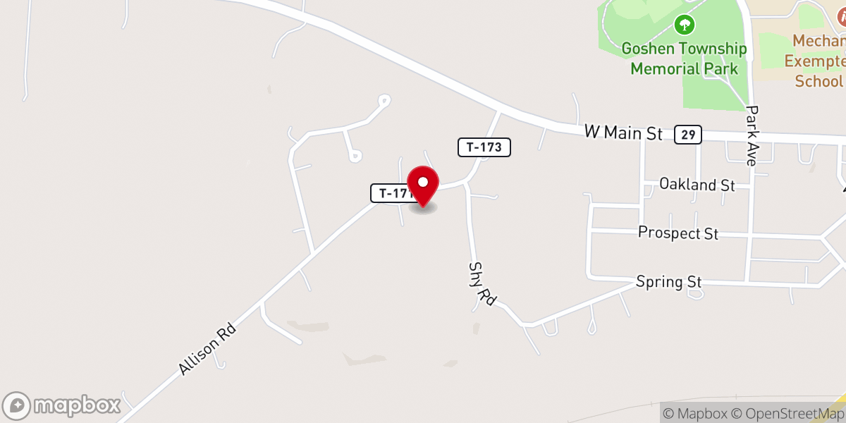 Map showing location of Mechanicsburg Christian Fellowship