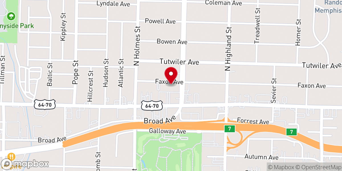 Map showing location of Highland Heights Baptist Church