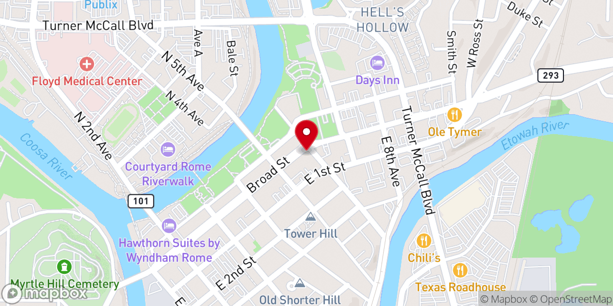 Map showing location of Seven Hills Building