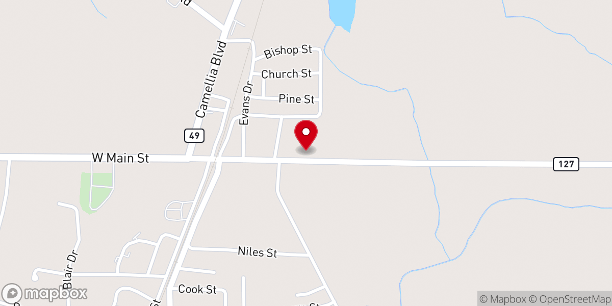 Map showing location of First Baptist Church Marshallville