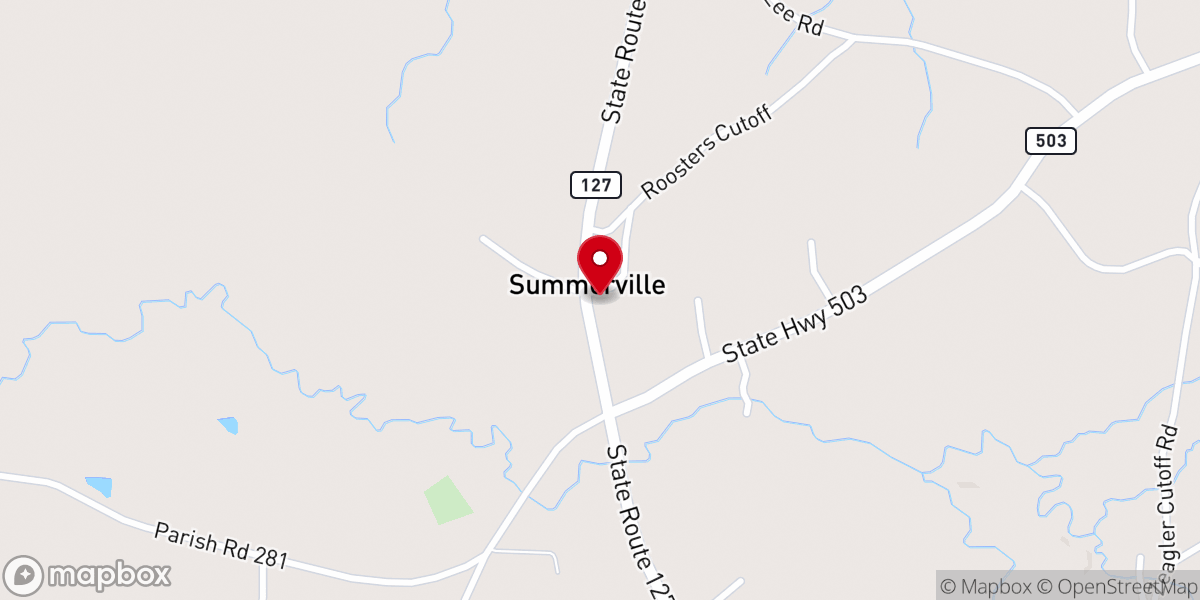 Map showing location of Summerville Baptist Church