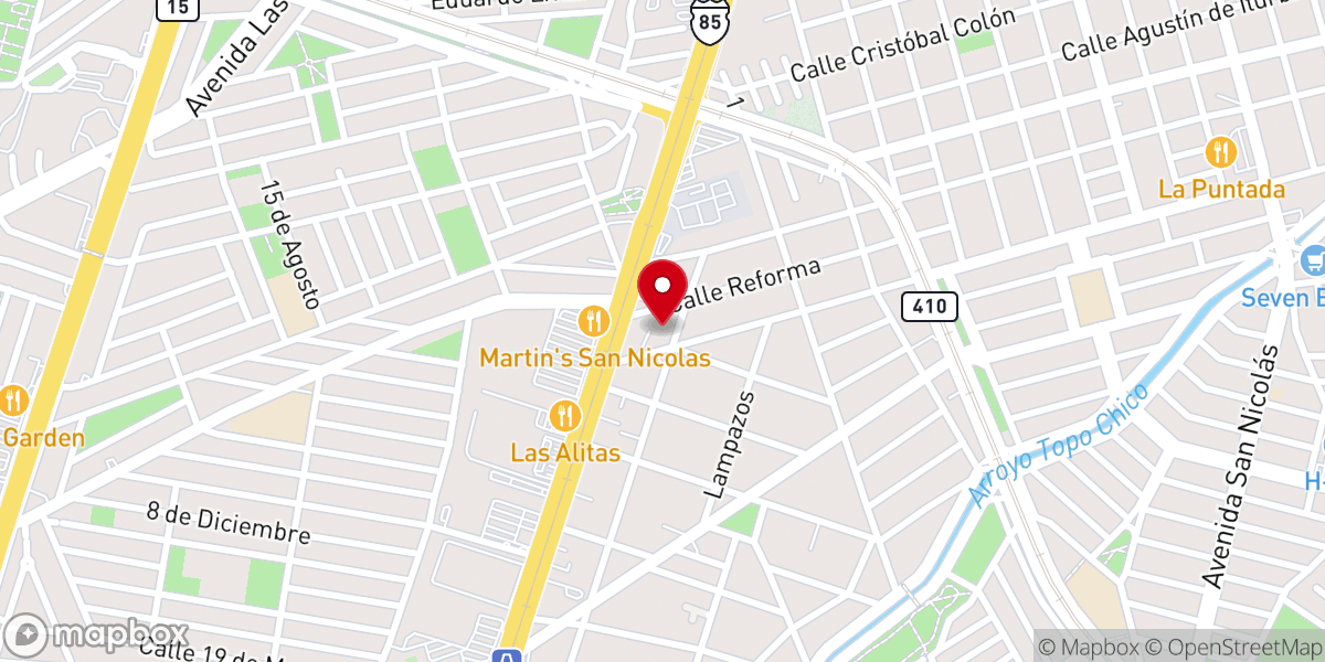 Map showing location of Iglesia Bautista del Norte