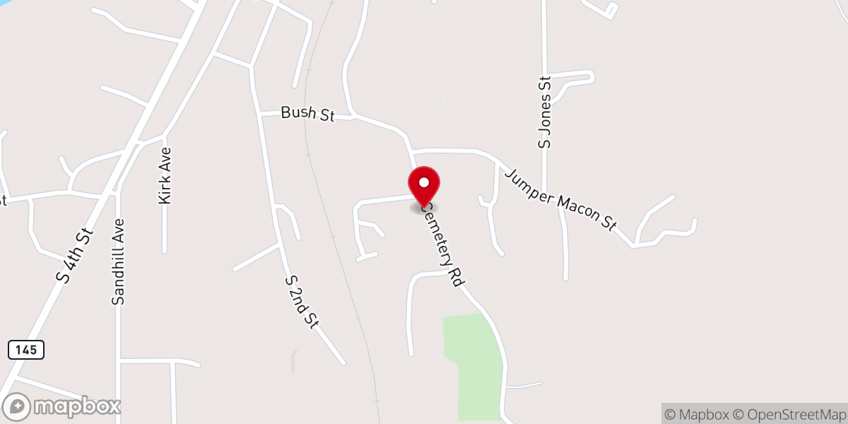 Map showing location of Mt Moriah Church