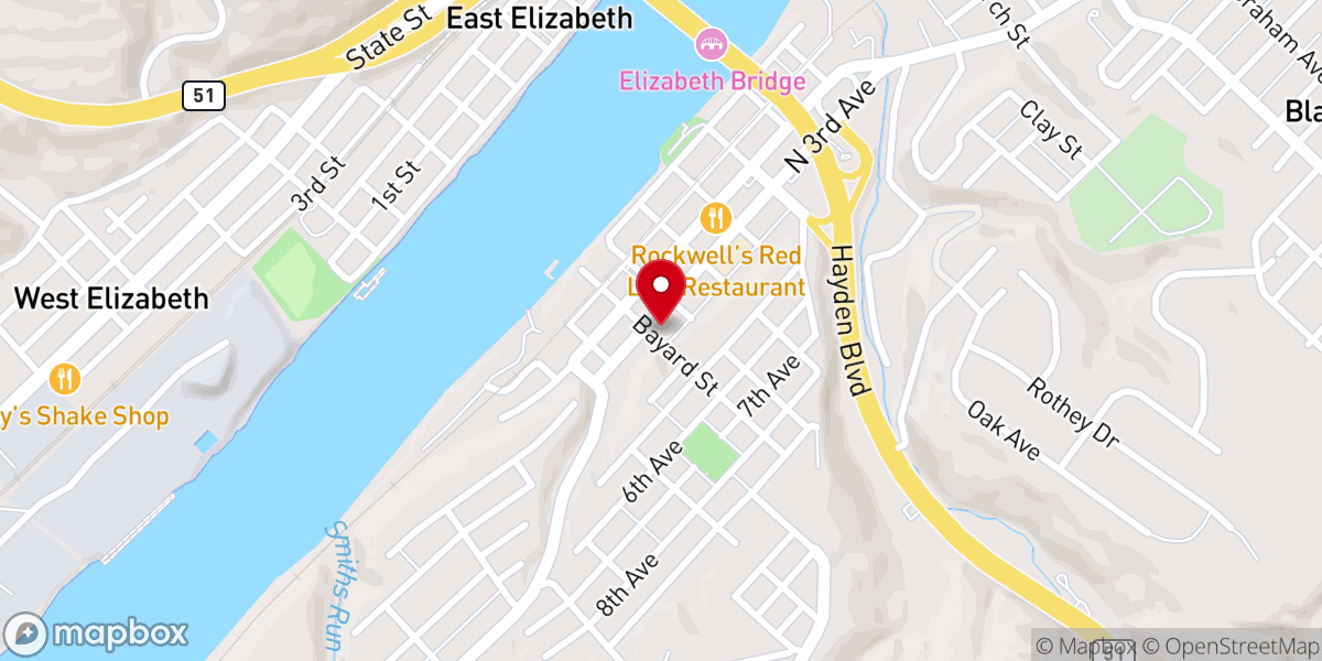 Map showing location of The First Presbyterian Church of Elizabeth