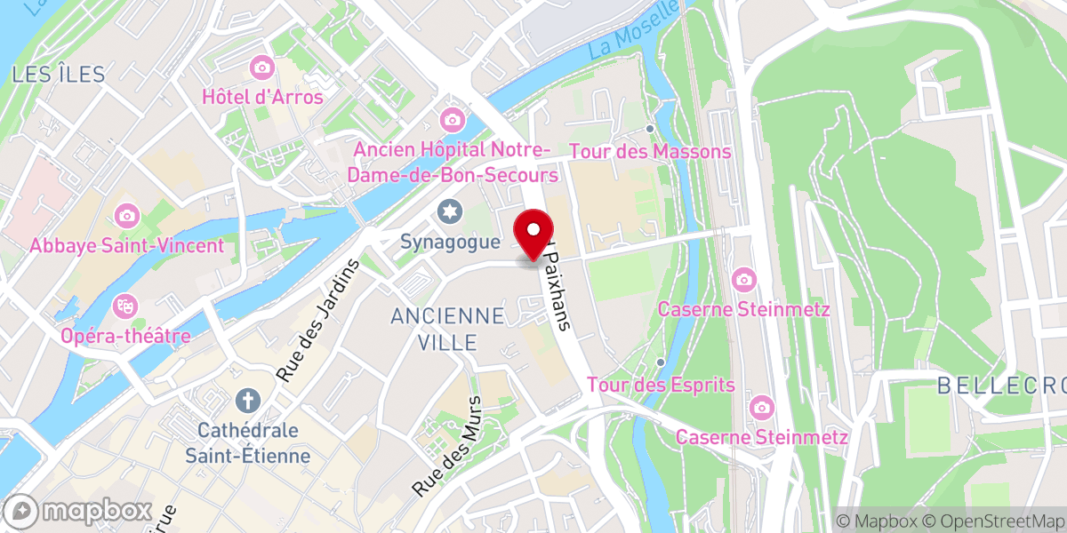 Map showing location of Église des Grands-Carmes de Metz
